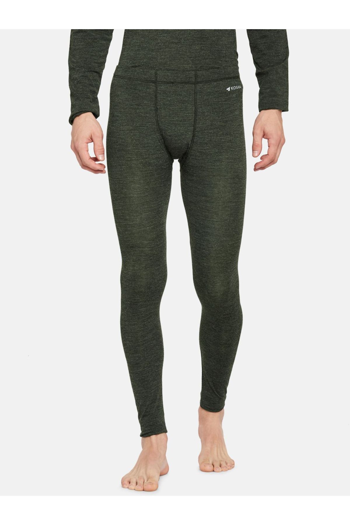 Olive Merino Wool Bamboo Thermal Leggings | Men